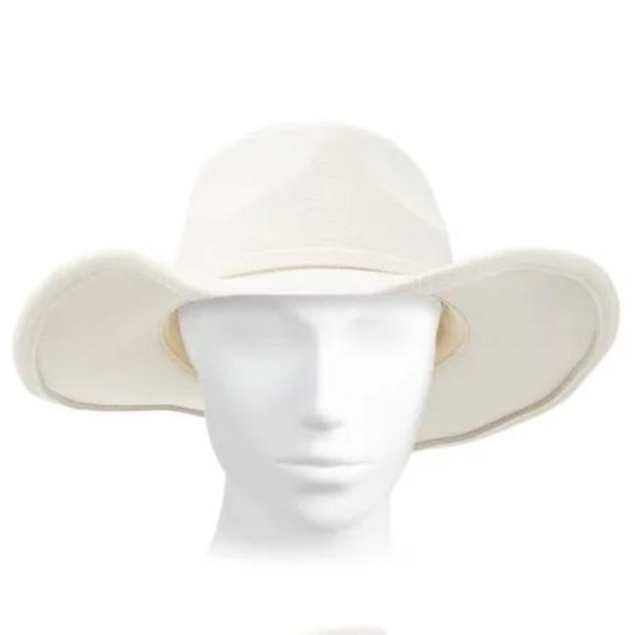 FRYE Belted Cream Western Fedora Hat - Picture 2 of 4